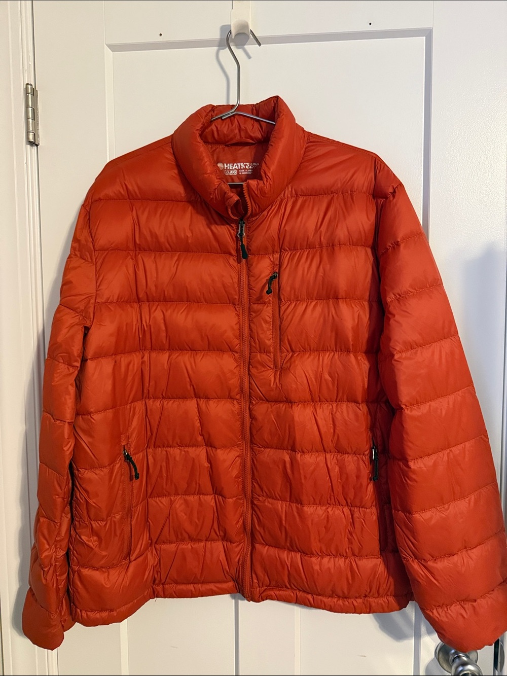 Heat Keep Men’s Orange Packable Puffer Jacket XL